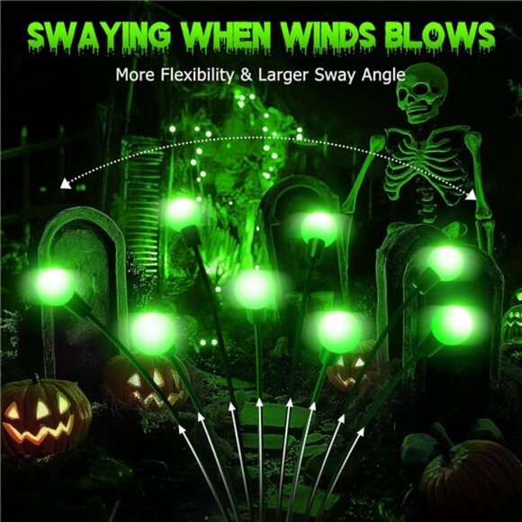 6Pack 48 LED Halloween Decorations Outdoor -Upgraded Swaying Solar Lights - Picture 2 of 8